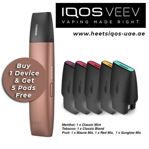 Buy IQOS Veev Starter Kit Copper Rose with Free 5 Pods [ Price 450 AED ]